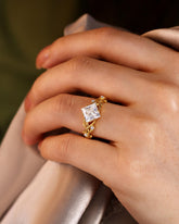 LINDEN Princess Cut Nature Inspired Leaf Engagement Ring